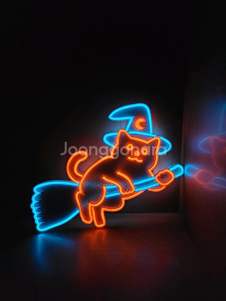 고양이 마법사 마녀 할로윈 네온사인 led 램프 조명--5