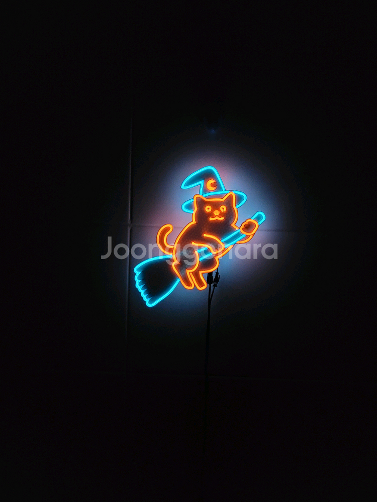 고양이 마법사 마녀 할로윈 네온사인 led 램프 조명--4