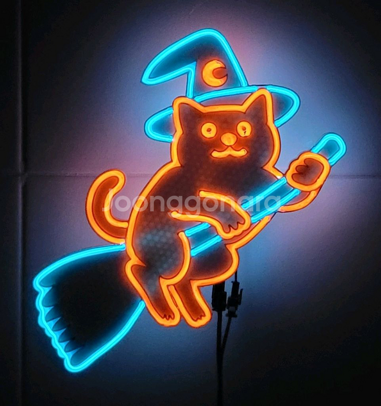 고양이 마법사 마녀 할로윈 네온사인 led 램프 조명--0