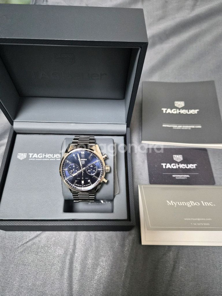 태그호이어 까레라02 크로노그래프 42mm 청판 풀박스--0