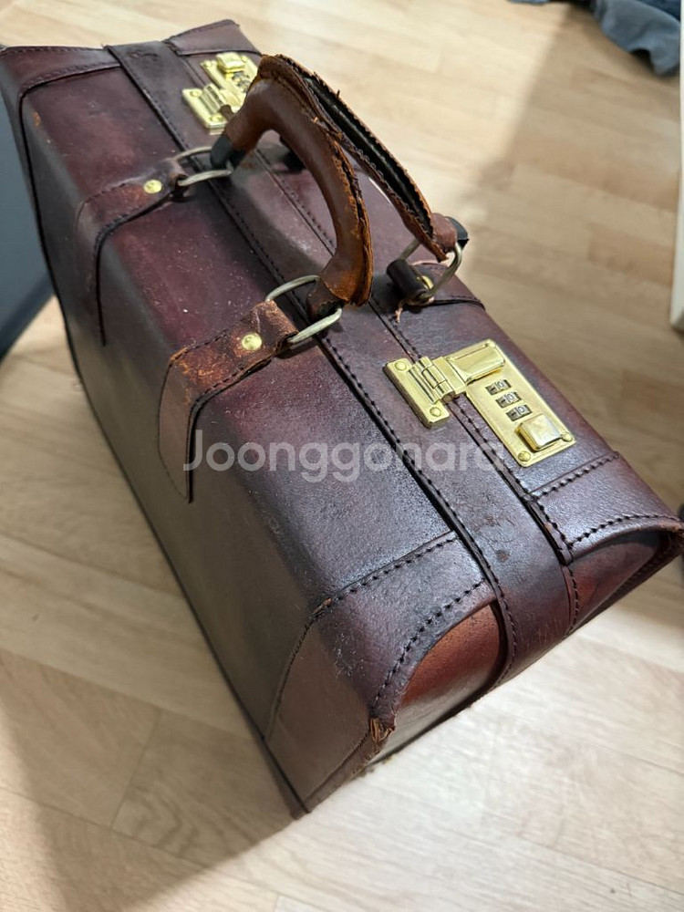 빈티지 브라운 가죽 서류 가방--0