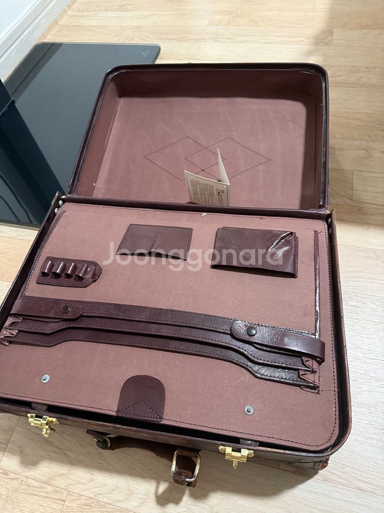 빈티지 브라운 가죽 서류 가방--1