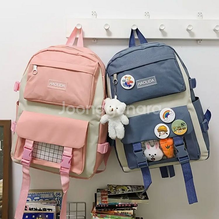 초등학생 핑크 백팩 책가방 4pcs 세트--2