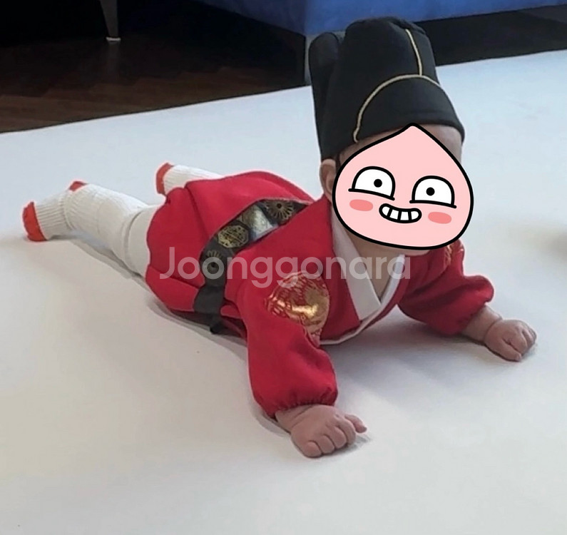 아기 한복 6개월 한복 돌 한복 왕세자 옷 익선관포함--1