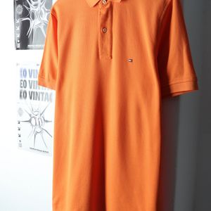 (M-XL) 타미힐피거 반팔 카라 티셔츠 주황