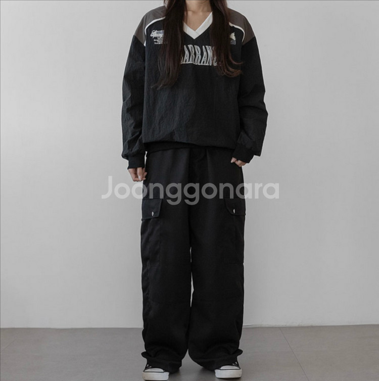 새상품) 스트랩 카고 포켓 와이드 팬츠--3