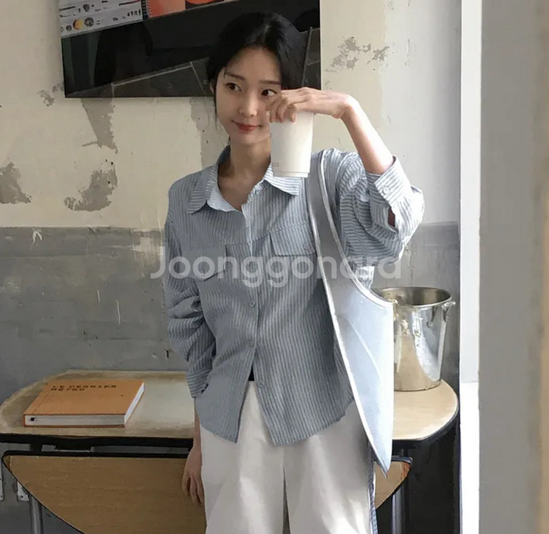 98도씨 해빗 스트라이프 셔링 셔츠--0
