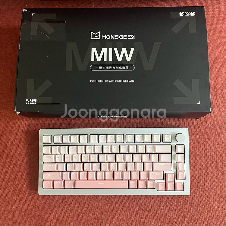 몬스긱 M1W 유무선 풀알루 핑크 키보드--0