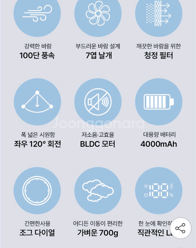 (새상품)소싱 캠핑 탁상용 무선충전 선풍기--5