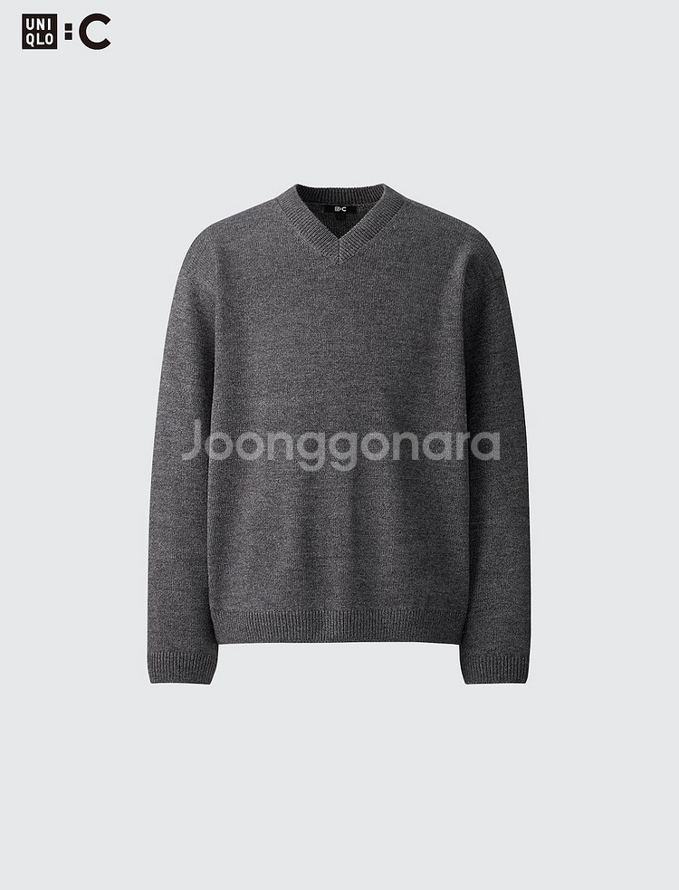 유니클로C 릴랙스V넥스웨터 M사이즈 그레이 삽니다--0