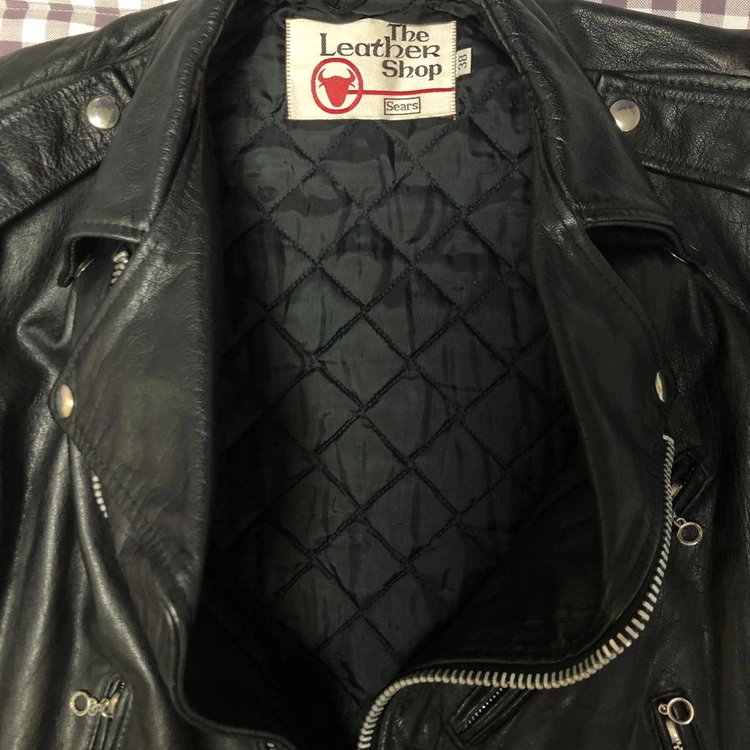 80s USA SEARS 시어스 소가죽 라이더 자켓 M 이미지