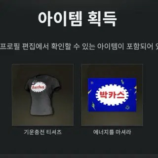 배그 박카스F 티셔츠 스킨 코드 판매합니다--1