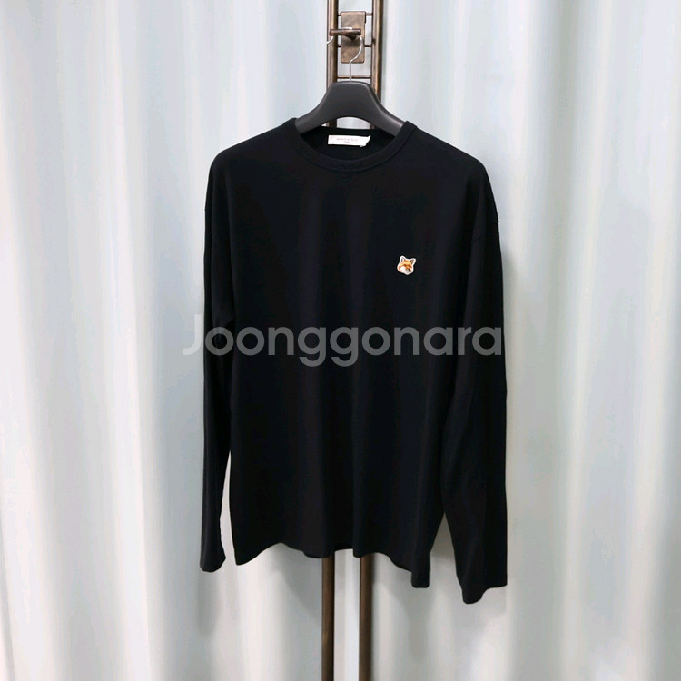 메종키츠네 폭스헤드 롱 슬리브 블랙 긴발티셔츠 XL--1