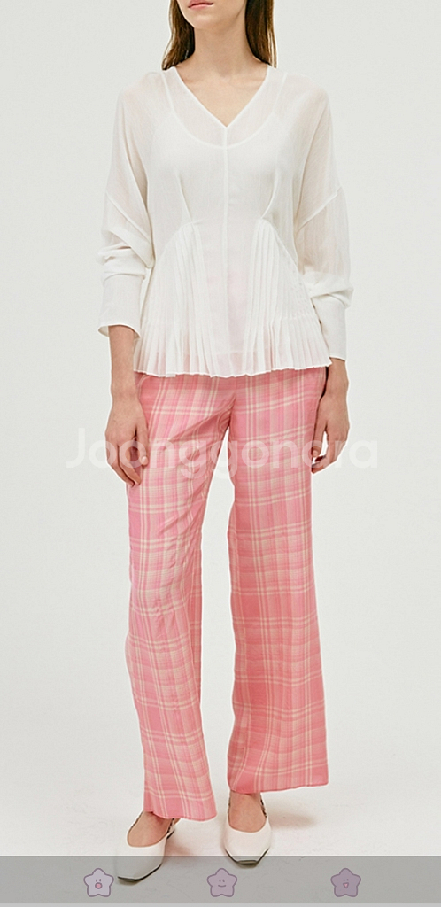 타임 씨쓰루 플리츠 탑--0