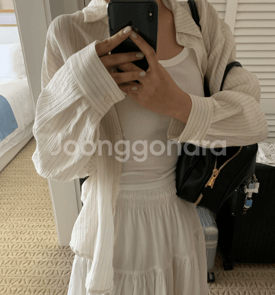 온드민 Fring Stripe Shirt 베이지--0
