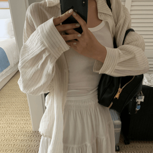 온드민 Fring Stripe Shirt 베이지