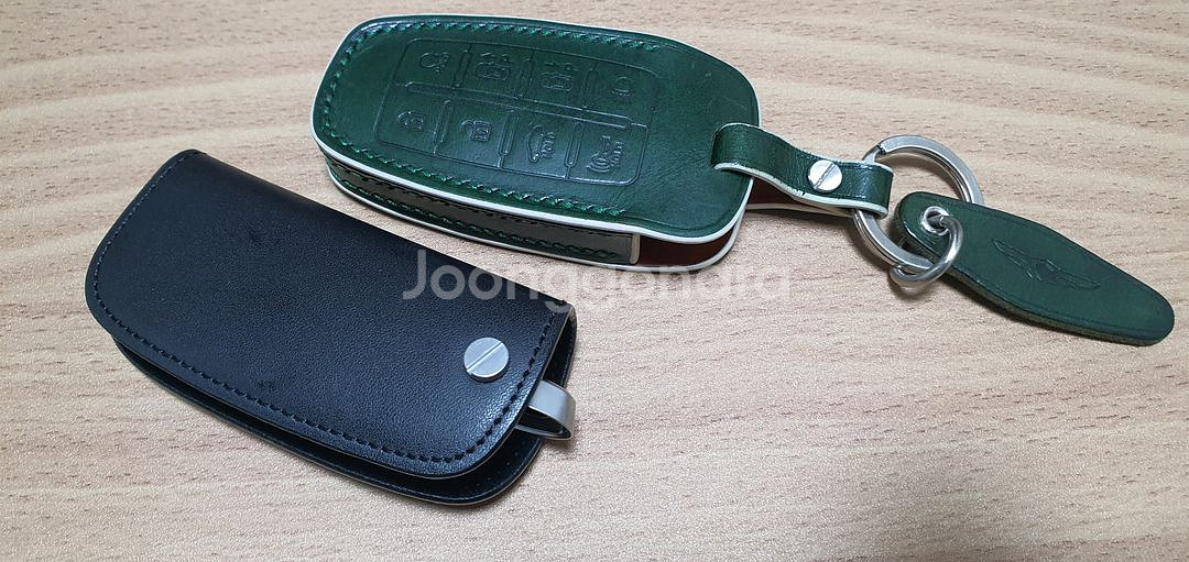 제네시스 G 8버튼 키케이스 가죽 (검정, 녹색)--0