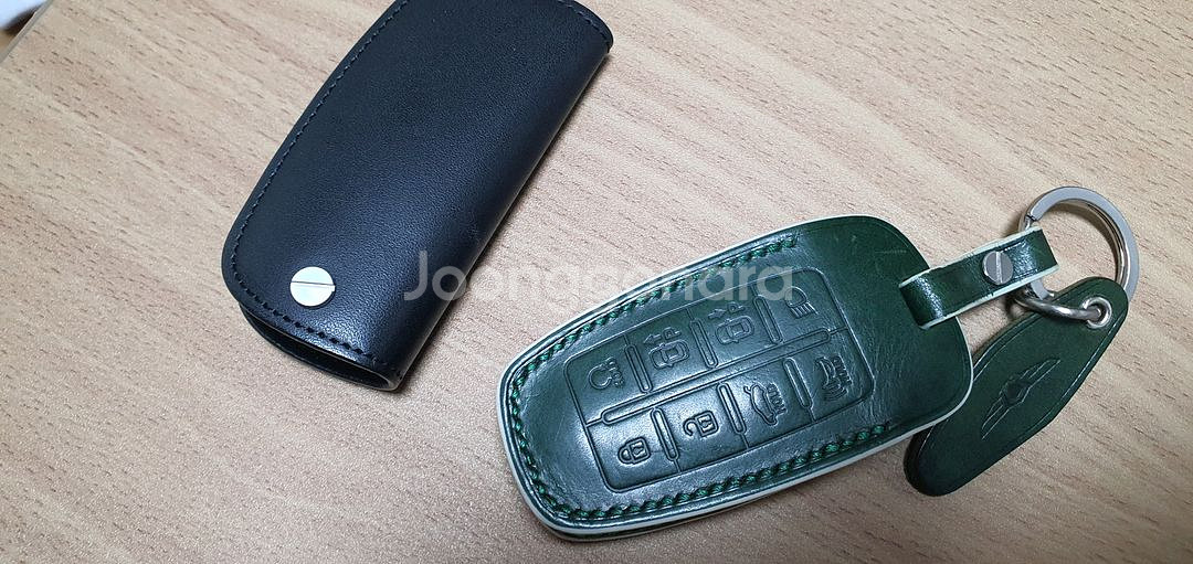 제네시스 G 8버튼 키케이스 가죽 (검정, 녹색)--4