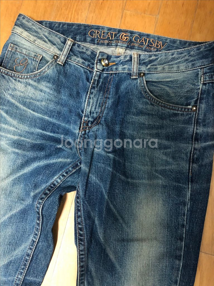 그레이트 개츠비 GG패치 큐빅 리벳 부츠컷 데님팬츠 L--2