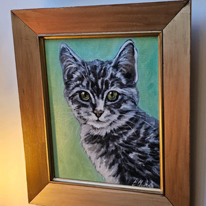 러시아 빈티지 유화; 고양이 그림
