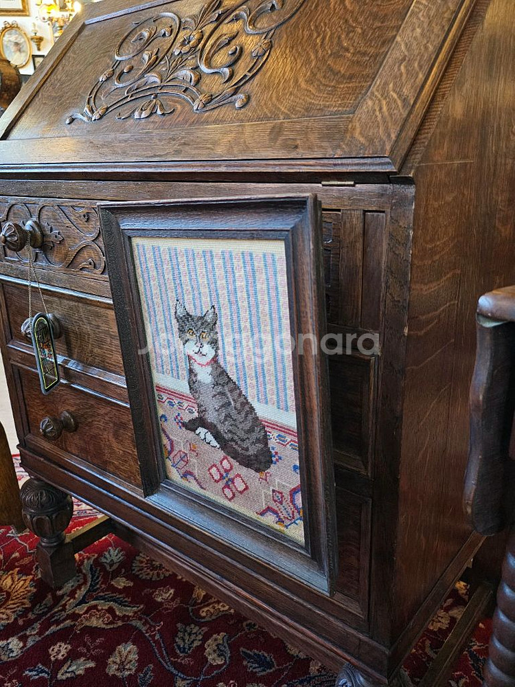 영국 빈티지 고양이 자수그림--6