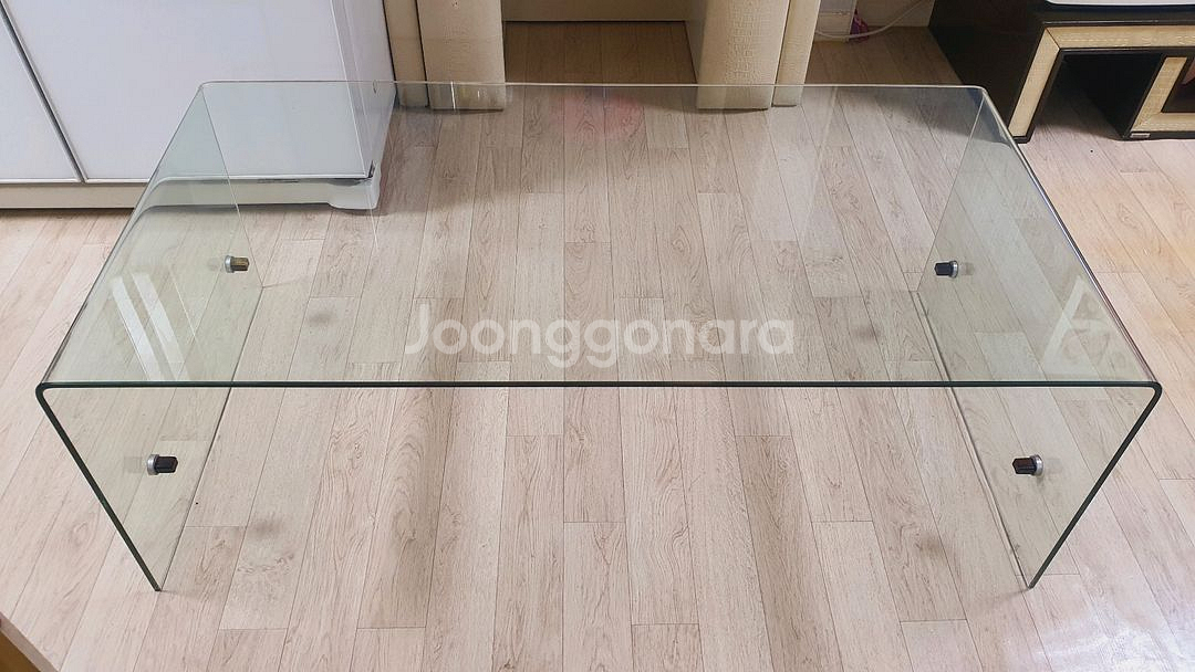 강화유리 2단 거실 쇼파 테이블 (상태A급) 팔아요--0