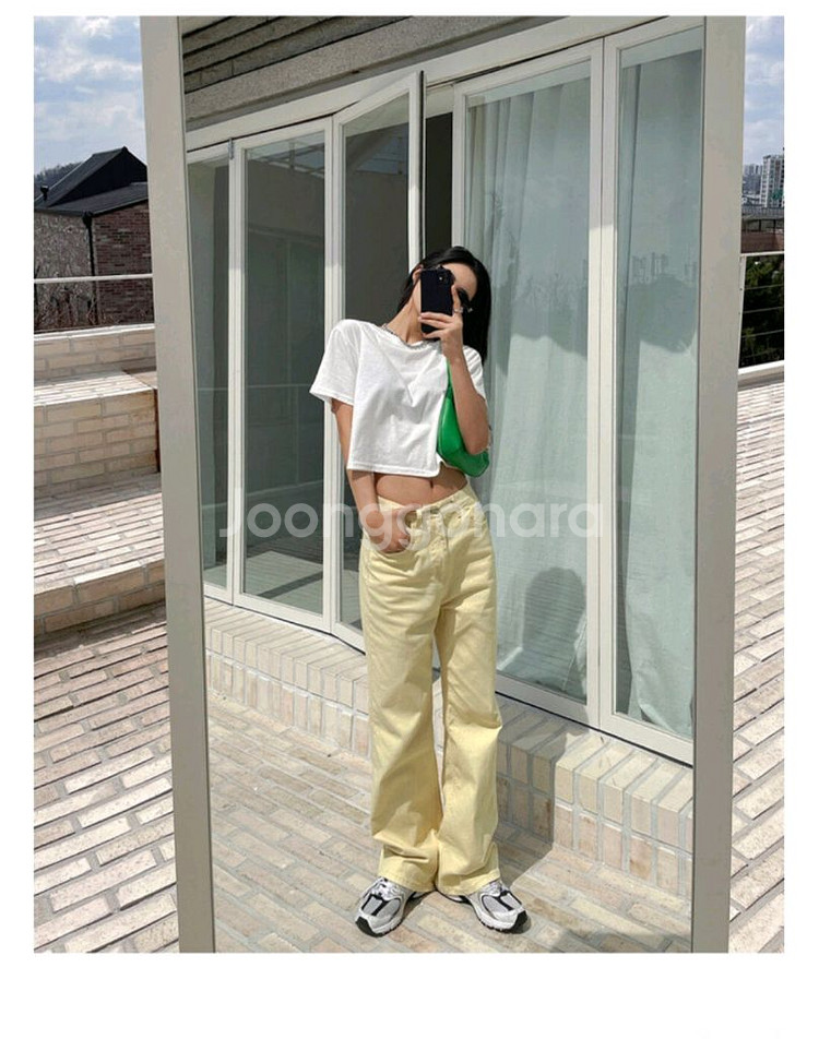 연노랑 와이드 데님 팬츠--10
