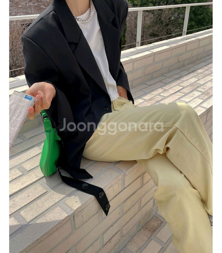 연노랑 와이드 데님 팬츠--13