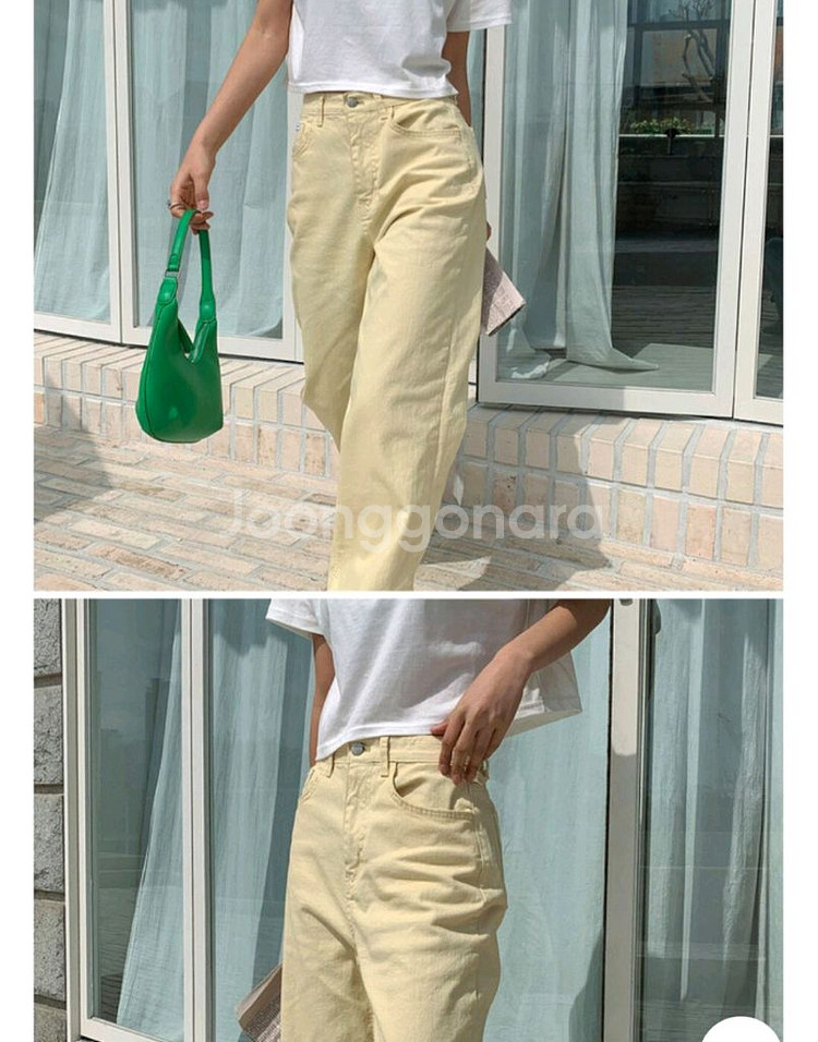연노랑 와이드 데님 팬츠--15