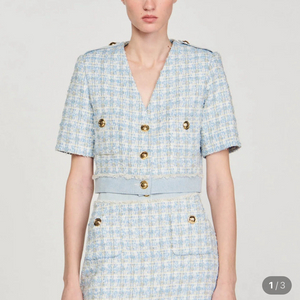 산드로 트위드 데님 크롭 자켓