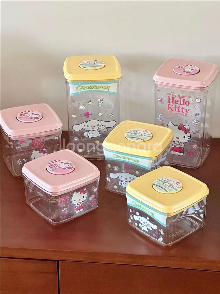 산리오 시나모롤 내열 진공 밀폐 시리얼 분유보관함 세트--0