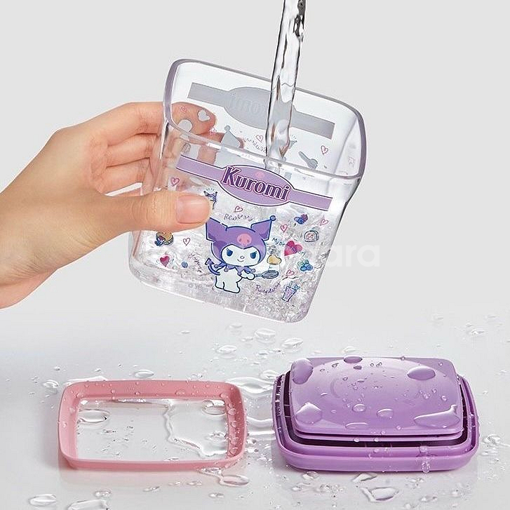 산리오 쿠로미 내열 진공 밀폐 시리얼 분유보관함 세트--7