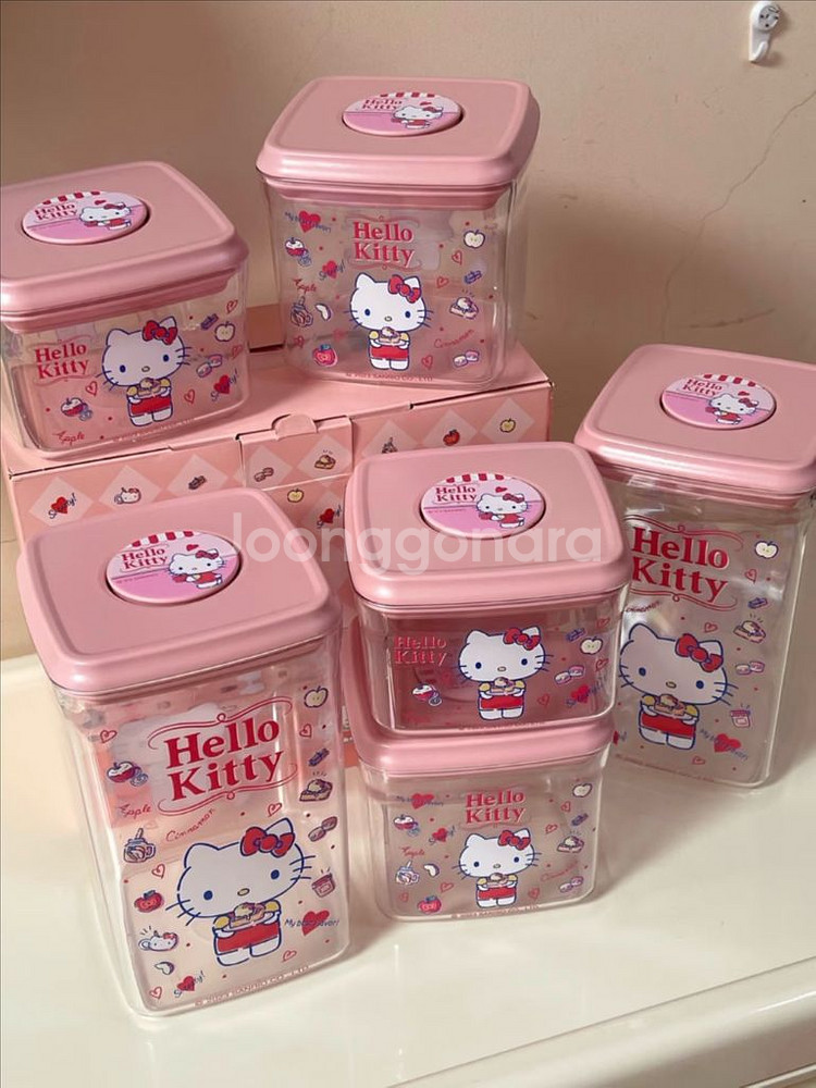 산리오 헬로키티 내열 진공 밀폐 시리얼 분유보관함 세트--0