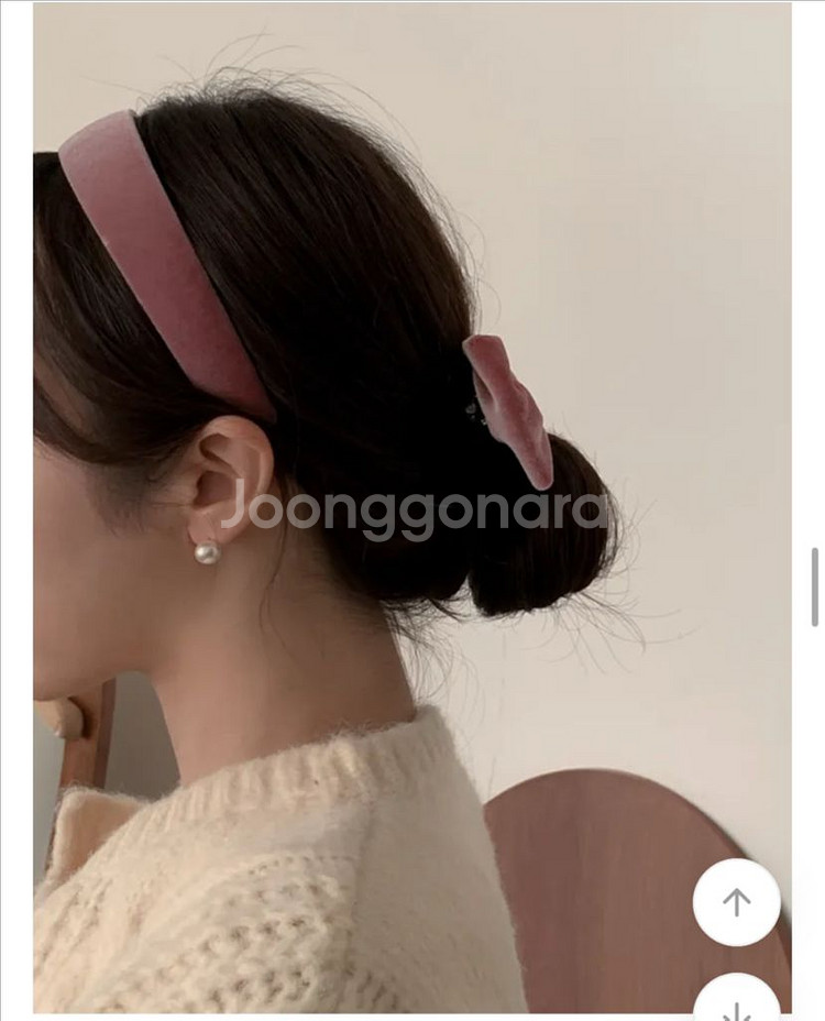 에이블리 벨벳 머리띠 헤어밴드 핑크 그레이--1