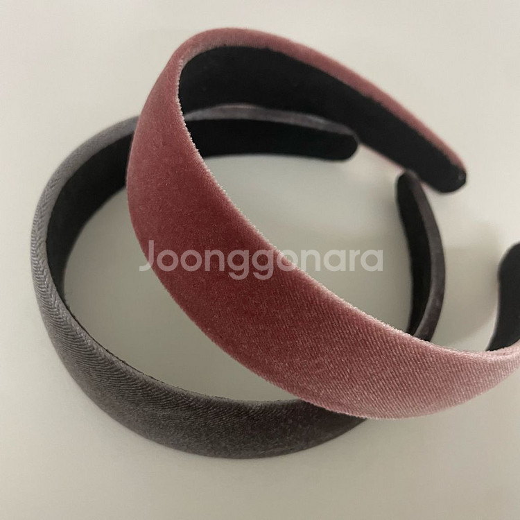 에이블리 벨벳 머리띠 헤어밴드 핑크 그레이--3