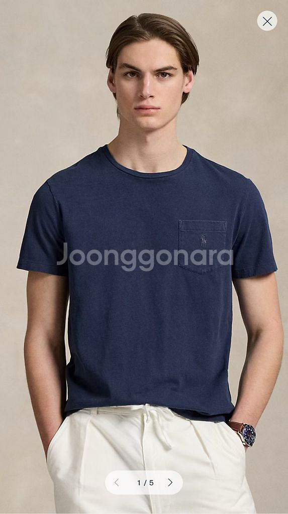 폴로 랄프로렌 스탠다드핏 코튼 리넨 포켓티셔츠 새제품--0