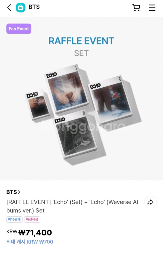 원가이하))방탄소년단 진 에코 미개봉 특전포함 양도!--0