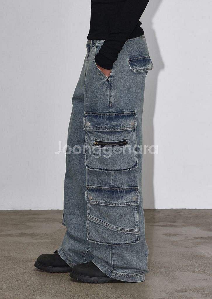 블랙업 밀리언 카고 데님 팬츠 m--0
