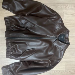 도프제이슨 오버핏 비건레더 보머 자켓 브라운 M