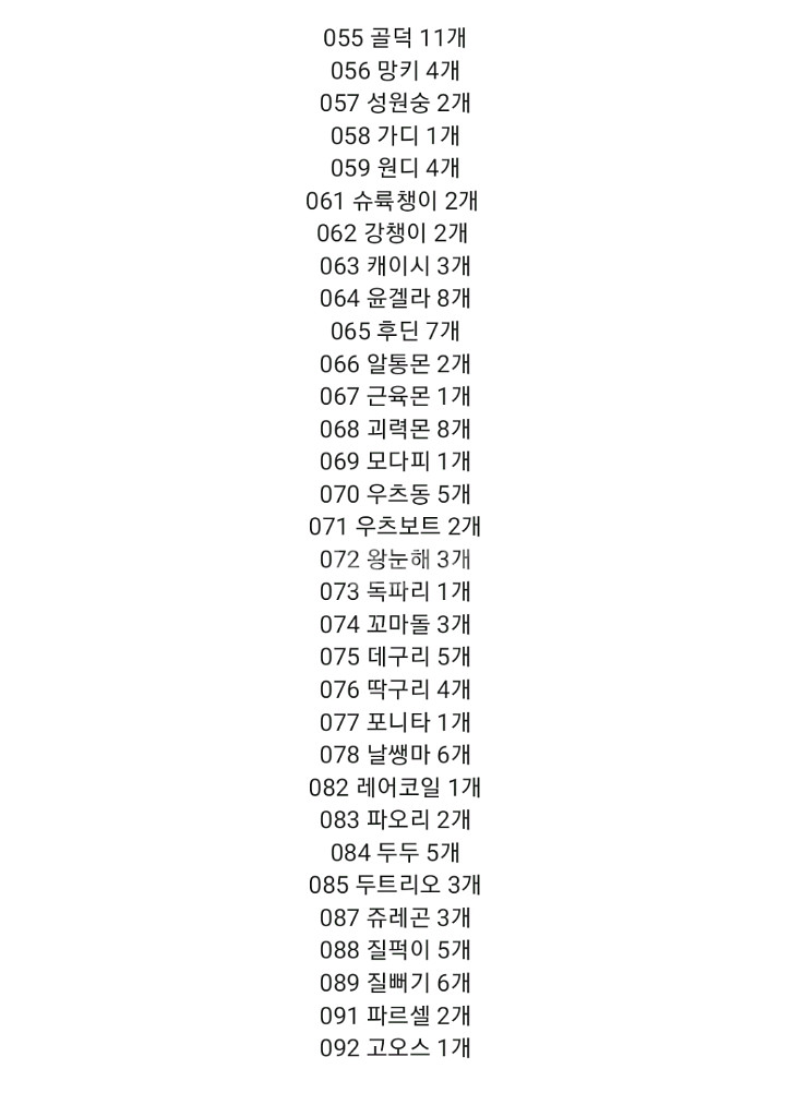 포켓몬 001~248 띠부띠부씰 팔아요!!--2