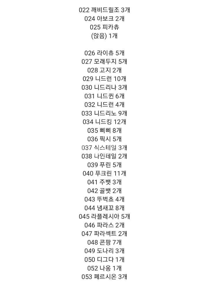 포켓몬 001~248 띠부띠부씰 팔아요!!--1