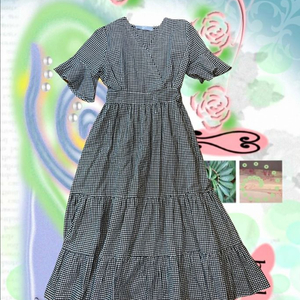 에잇세컨즈 블랙깅엄체크 캉캉 롱원피스/유니클로자라미쏘