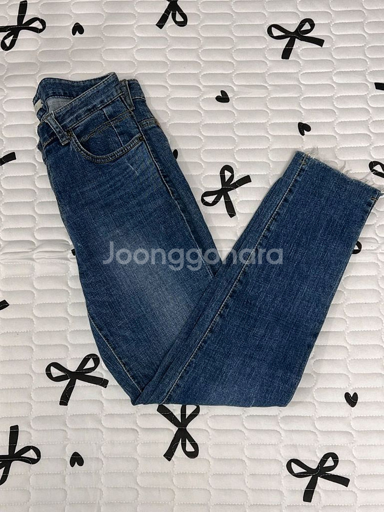 빈티지 데님 중청바지 일자바지 워싱바지 여성 m--4