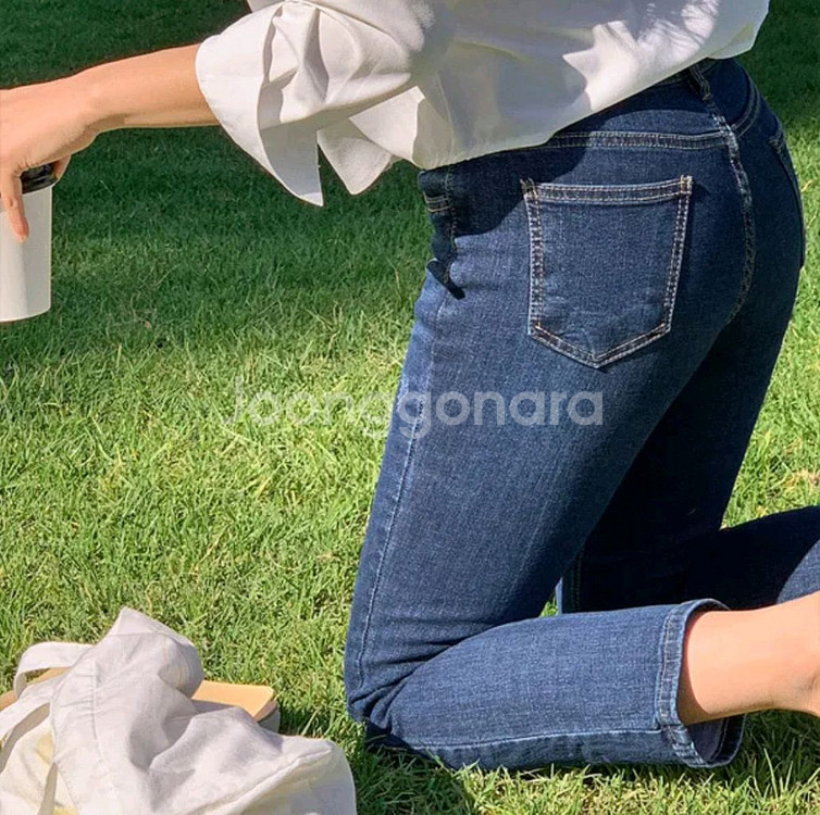 빈티지 데님 중청바지 일자바지 워싱바지 여성 m--1