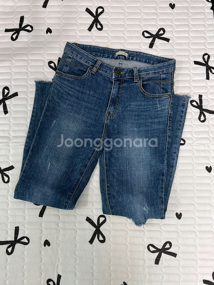 빈티지 데님 중청바지 일자바지 워싱바지 여성 m--6