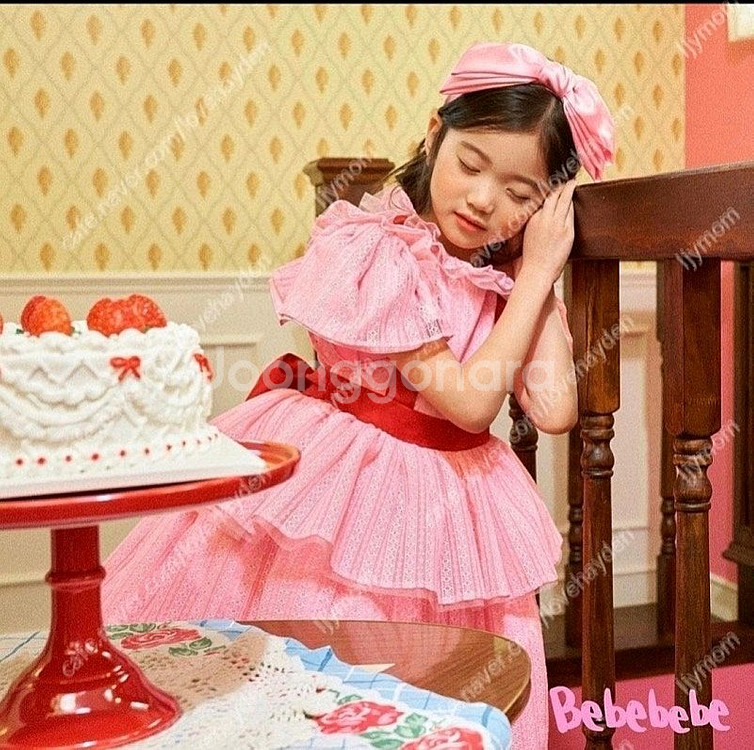 베베베베 생일 원피스+리본 헤어밴드--2