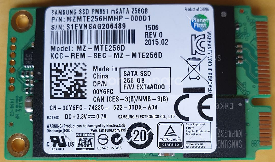 중고 삼성 mSata 256GB + Sata 어답터--0