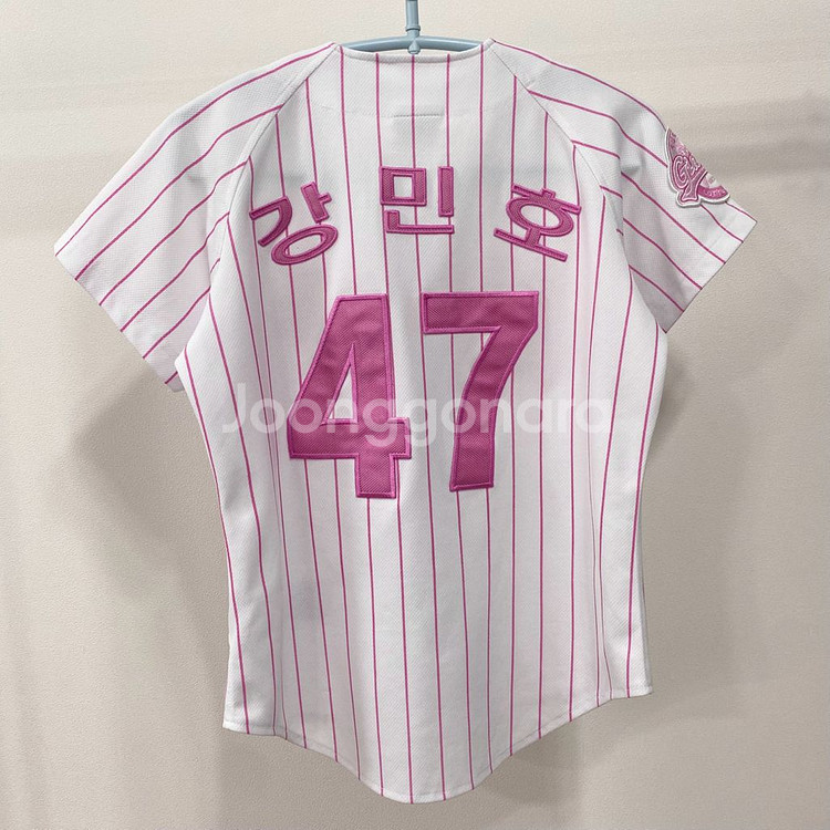 [S] 롯데자이언츠 네포스 핑크 유니폼 강민호 마킹--1