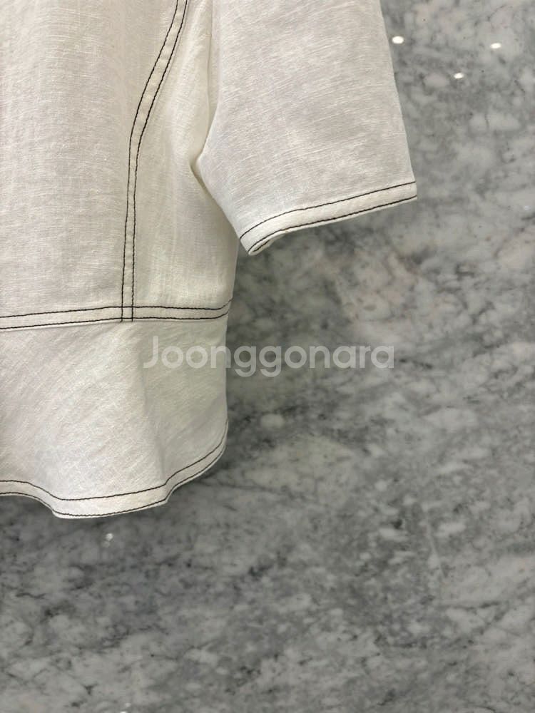 js뉴욕 린넨 마 스티치 포켓 반팔 숏 블라우스 화이트--8
