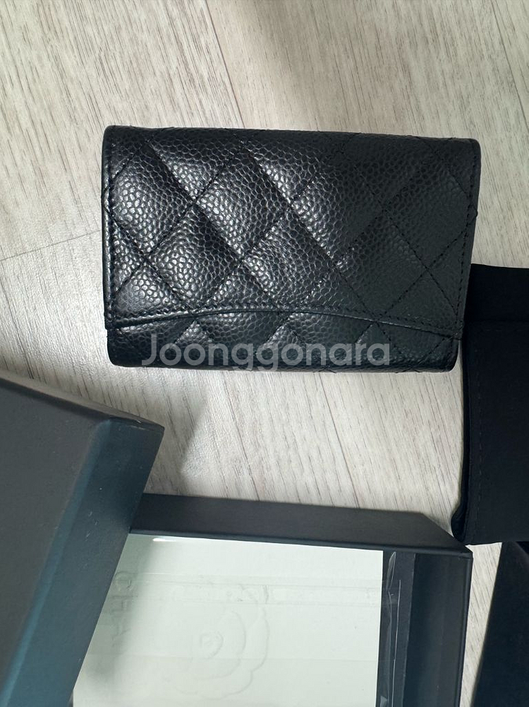 샤넬 캐비어 카드지갑 은장 내장칩--1